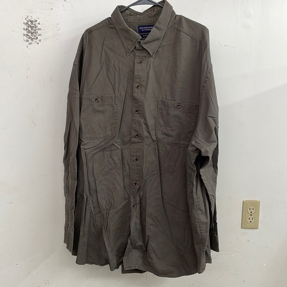 Men’s long sleeve olive green dress shirt 4XL Tall